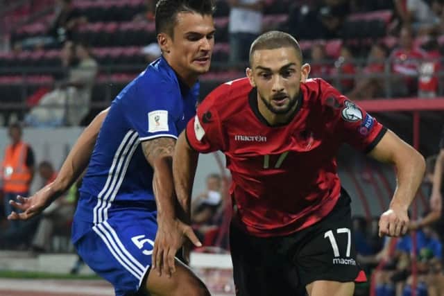 Eros Grezda in action for Albania against Liechtenstein - but the winger won't face Scotland. Picture: Getty Images