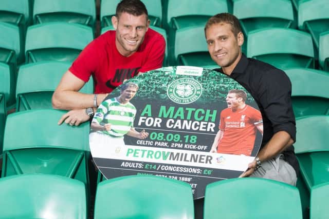Stiliyan Petrov and Liverpool's James Milner promote the forthcoming 'A Match for Cancer' at Celtic Park. Picture: SNS Group
