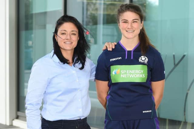 Scotland rugby international Helen Nelson with Gemma Fay, the SRU's head of women and girls' rugby and a former Scotland international footballer. Picture: Craig Foy/SNS/SRU