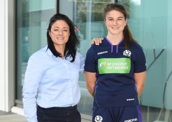 Scotland rugby international Helen Nelson with Gemma Fay, the SRU's head of women and girls' rugby and a former Scotland international footballer. Picture: Craig Foy/SNS/SRU