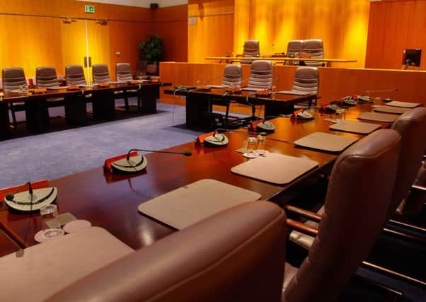 Midlothian Council Debating chamber at Midlothian House, where the meeting took place.