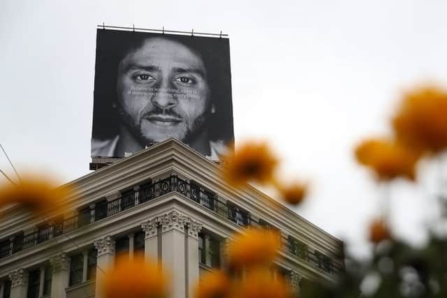 A billboard featuring Colin Kaepernick is displayed on the roof of the Nike Store in San Francisco, California. Pic: Getty