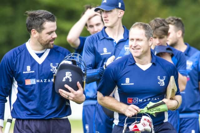 Gordon Goudie and Neil McCallum celebrate Grange's Citylets Scottish Cup final win over Heriots. Picture: Ger Harley