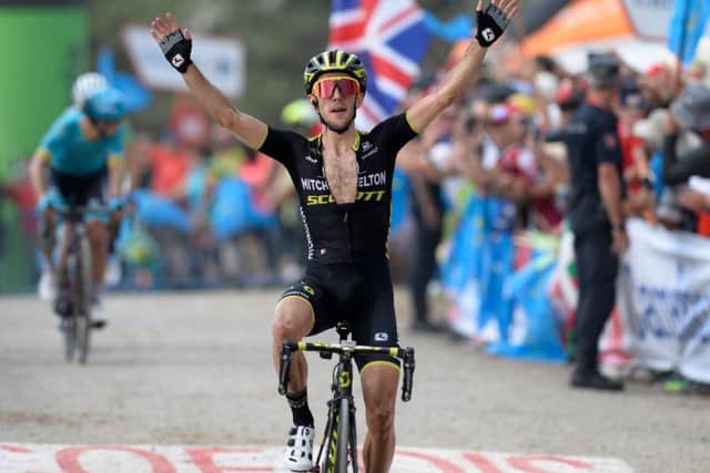 British cyclist Simon Yates celebrates. Pic: AFP/Getty Images