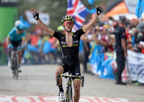 British cyclist Simon Yates celebrates. Pic: AFP/Getty Images