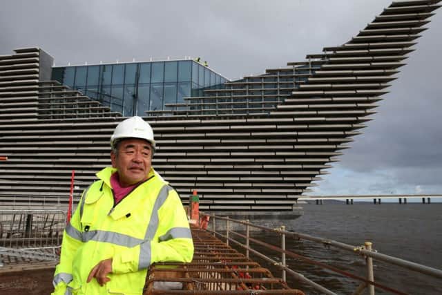 Japanese architect Kengo Kuma looks out over the River Tay from in front of the new, internationally acclaimed V&A Dundee building that he designed (Picture: Andrew Milligan/PA)