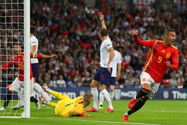 Rodrigo wheels away in delight after grabbing the winning goal. Picture: Getty.
