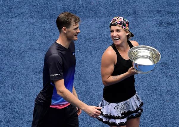 Jamie Murray and Bethanie Mattek-Sands hope their new partnership will bring more trophies after their victory at the US Open. Picture: Getty.