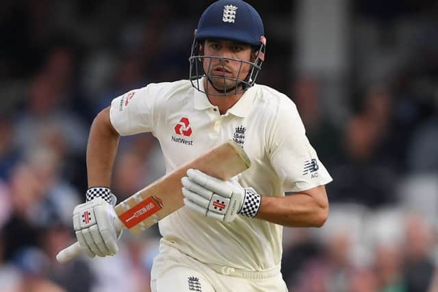 Alastair Cook was unbeaten on 46 at close of play. Picture: Getty.