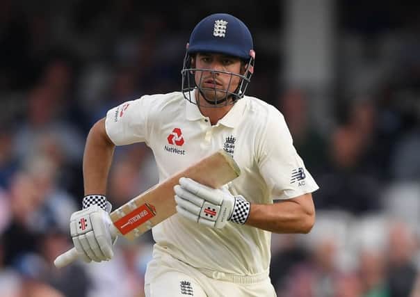 Alastair Cook was unbeaten on 46 at close of play. Picture: Getty.