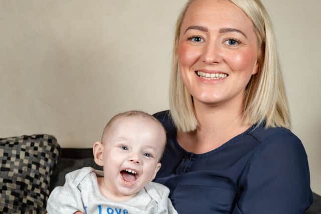 Carlie Perkins (34) from Northampton with son Freddie Mason-Perkins  (19 months) . Picture: SWNS