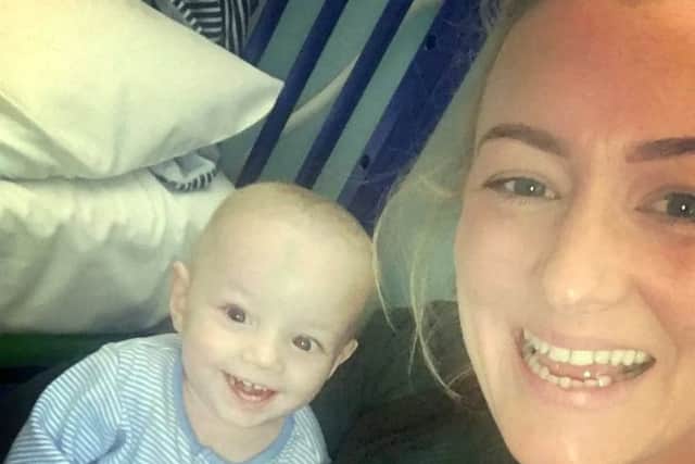 Carlie Perkins with her son Freddie. Picture: SWNS