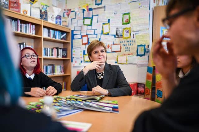 Nicola Sturgeon visits Renfrew High School to announce registration for the First Ministers Reading Challenge is now open to both primary and secondary schools. Picture: Getty