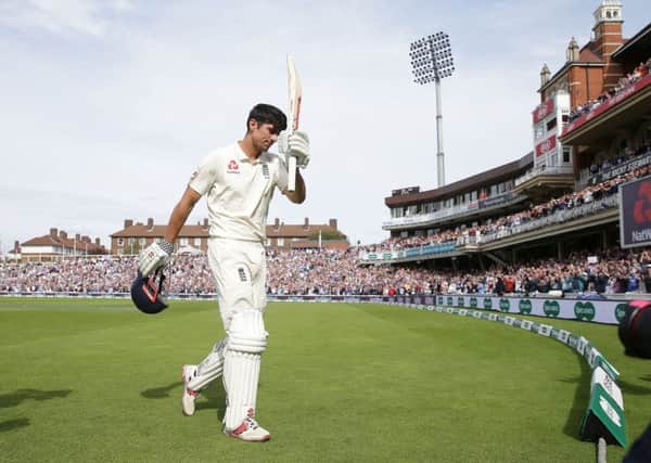 Alastair Cook leaves the field after being dismissed for 147 in his final Test innings. Picture: Adam Davy/PA