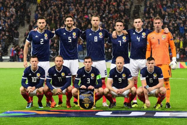 Scotland line up ahead of the UEFA Nations League opener against Albania. Picture: SNS Group