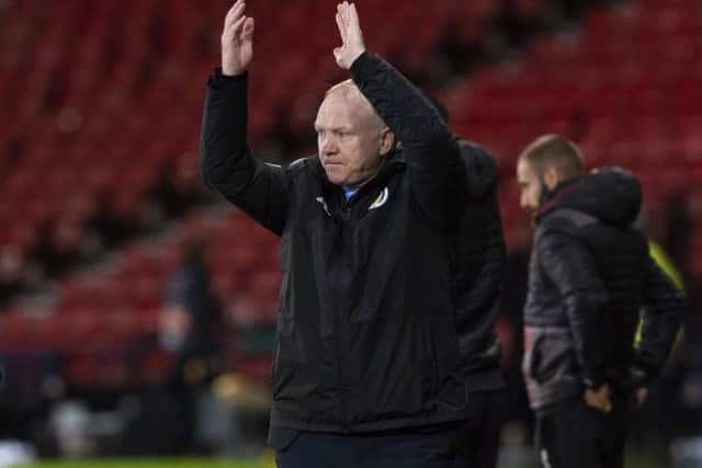 Scotland manager Alex McLeish celebrates at full time. Picture: SNS/Alan Harvey