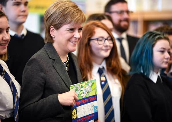 Nicola Sturgeon visits Renfrew High School to announce registration for the First Minister's Reading Challenge is now open to both primary and secondary schools. Picture: Getty Images
