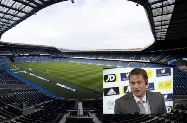 Ian Maxwell, inset, said the SFA had come 'incredibly close' to opting for Murrayfield. Pictures: SNS Group