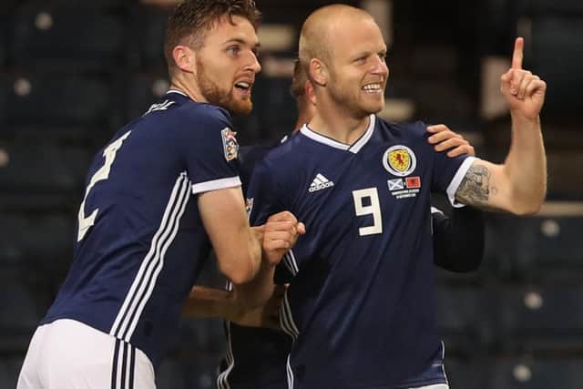 Stephen Naismith, right, was back in top form for Scotland against Albania on Monday. Picture: Getty.