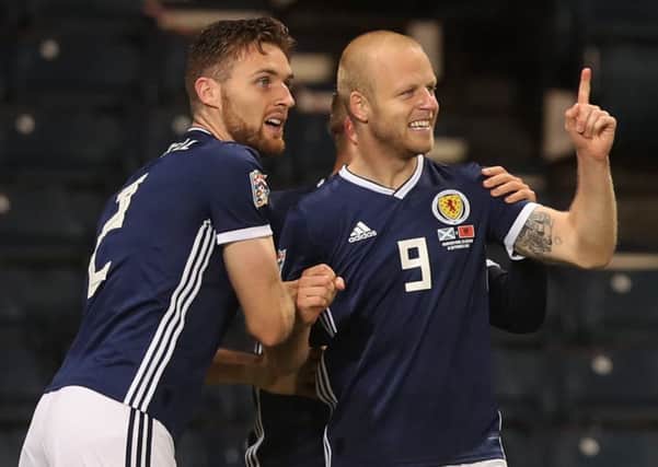 Stephen Naismith, right, was back in top form for Scotland against Albania on Monday. Picture: Getty.