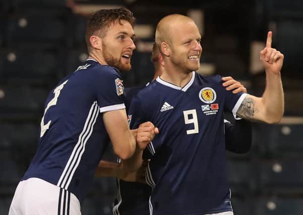 Stephen Naismith, right, was back in top form for Scotland against Albania on Monday. Picture: Getty.