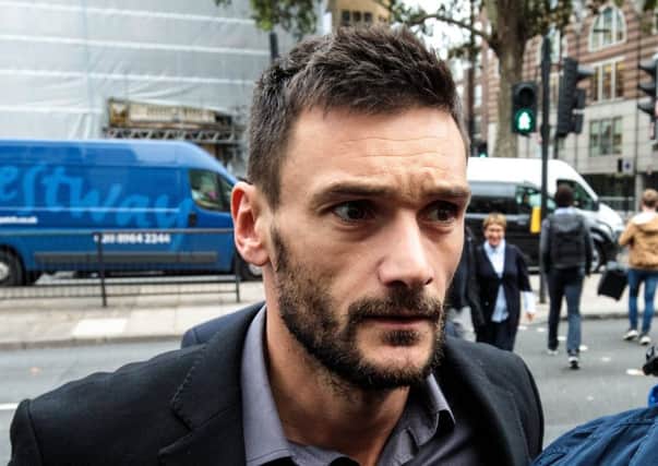 Tottenham Hotspur and French National goalkeeper Hugo Lloris arrives at Westminster Magistrates' Court charged with drink driving. Picture: Getty Images
