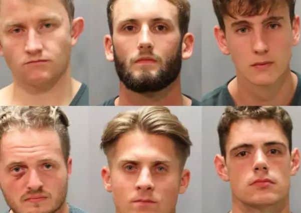 The six British sailors arrested in Jacksonville, Florida. Picture: Jacksonville Police/Portsmouth News