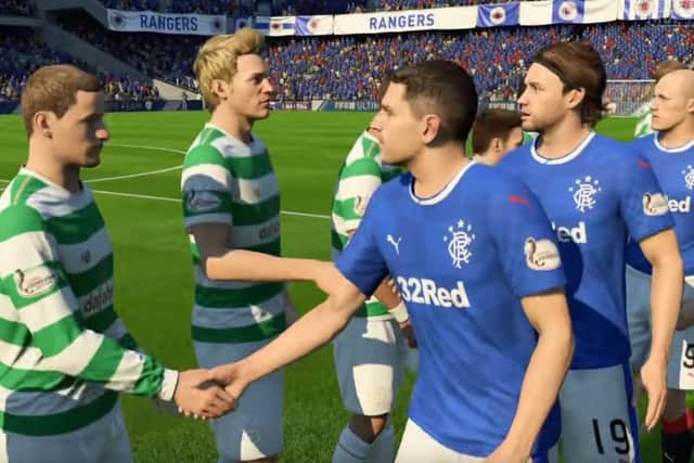 Celtic take on Rangers in a screenshot from a FIFA 18 match. Picture: Contributed