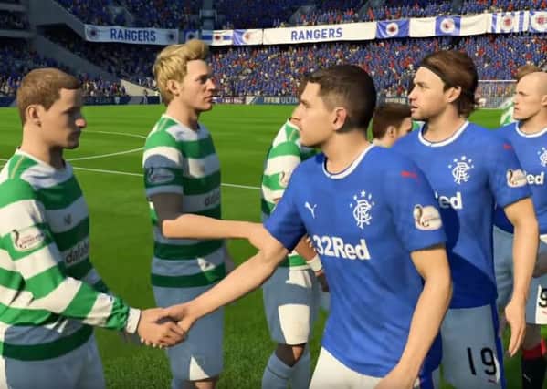 Celtic take on Rangers in a screenshot from a FIFA 18 match. Picture: Contributed