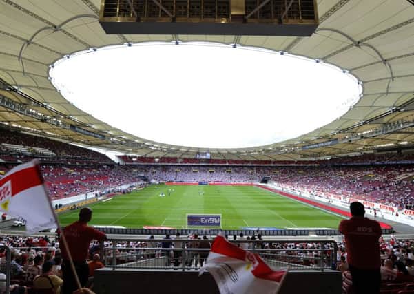 Fans moved closer to the action in Stuttgarts Mercedes-Benz Arena, which is exactly what we want at Hampden. Picture: Getty.