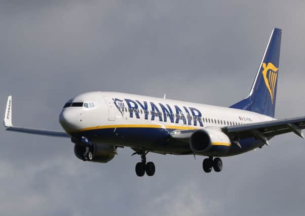The wheel of the outbound Ryanair jet snapped off during take-off. Picture: PA