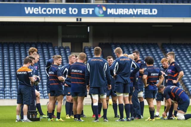 Edinburgh are put through their paces at Murrayfield ahead of the PRO14 clash with Connacht. Picture: SNS Group