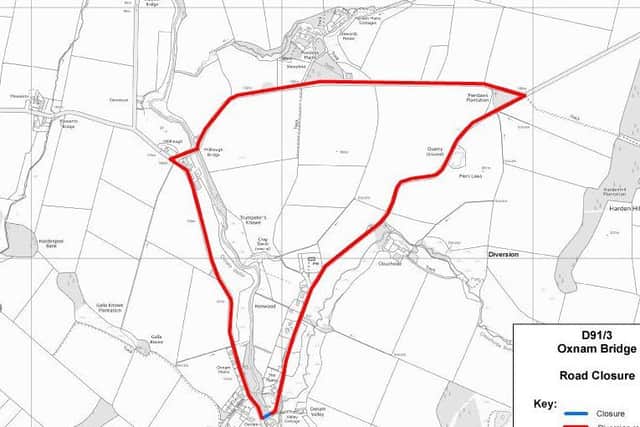 Oxnam Bridge closure- diversion route.