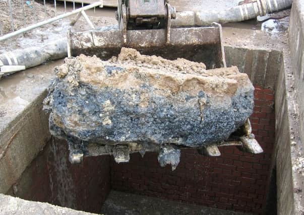 A fatberg is pulled out of a Scottish sewer. Picture: Scottish Water
