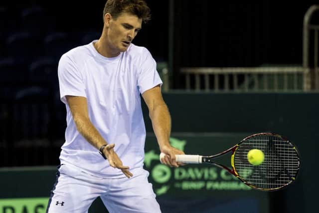Jamie Murray trains ahead of the Davis Cup. Picture: SNS