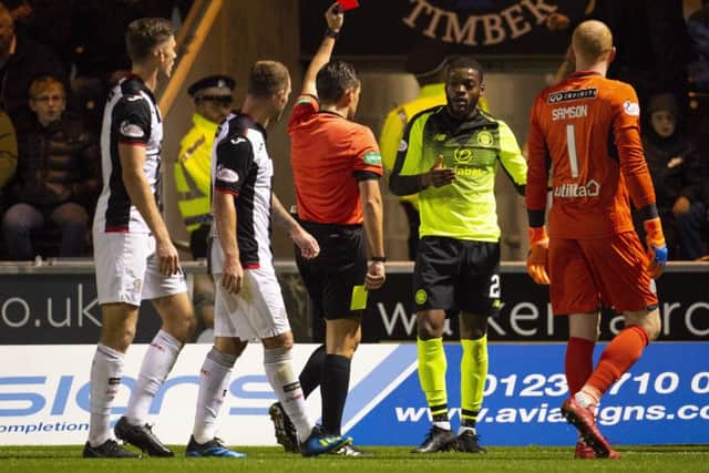 Olivier Ntcham saw red in the first half but St Mirren couldn't make their advantage count. Picture: SNS Group