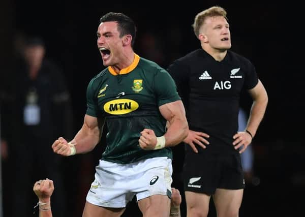 South Africa's Jesse Kriel celebrates victory during the Rugby Championship match. Pic: Marty Melville/AFP/Getty Images