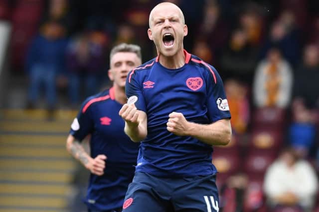 Hearts Steven Naismith celebrates scoring. Pic: SNS/Paul Devlin
