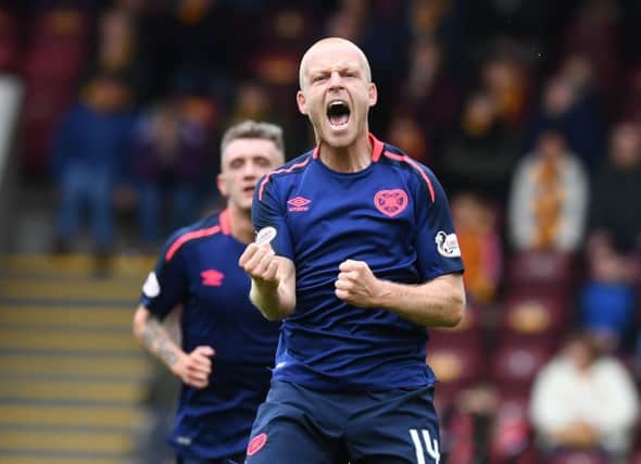 Hearts Steven Naismith celebrates scoring. Pic: SNS/Paul Devlin