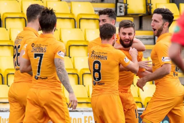 Livingston's Steven Lawless celebrates his goal. Pic: SNS/Ian Georgeson