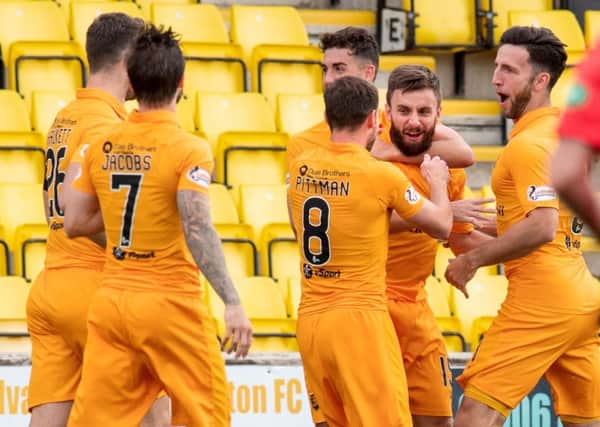 Livingston's Steven Lawless celebrates his goal. Pic: SNS/Ian Georgeson