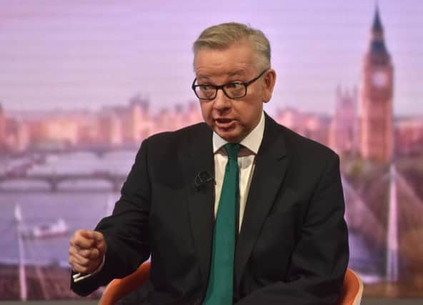 Environment Secretary Michael Gove appearing on the BBC1 current affairs programme, The Andrew Marr Show. Picture; PA