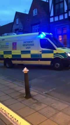 Still from video taken with permission from the Twitter feed of Sam Proudfoot @samproudy01 of emergency services in Salisbury after two people fell ill in a Prezzo restaurant in the city, Picture: PA