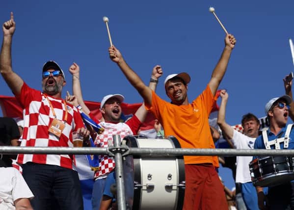 Croatian fans during the Davis Cup semi-final against the USA. Picture: Darko Bandic/AP