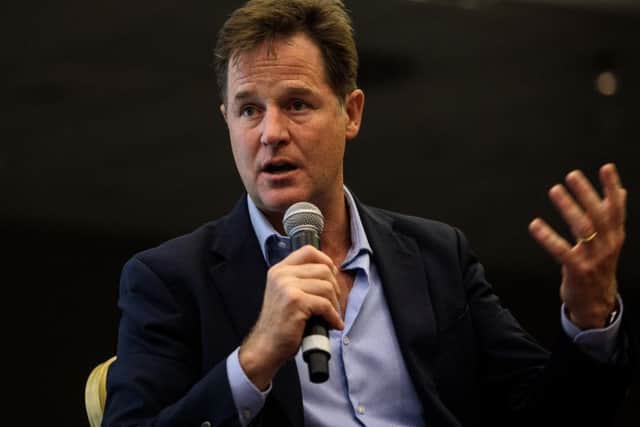 Nick Clegg speaks at a Liberal Democrat Party conference event in Brighton yesterday where he warned the Tories had turned into an English nationalist, rural and suburban party. Picture: Getty