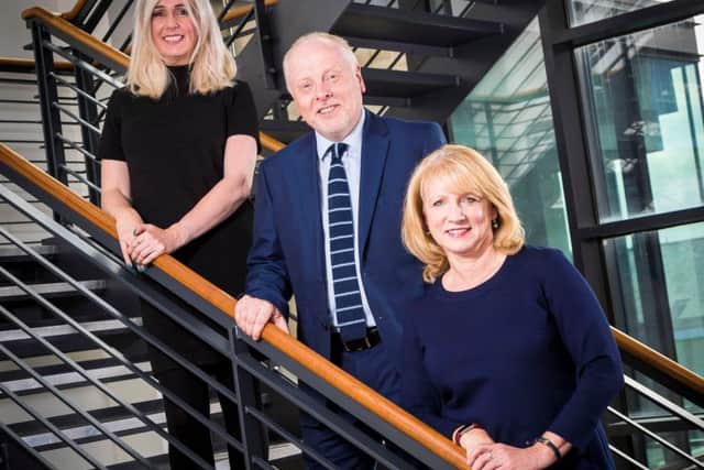 L to R: Mairi MacIver, Kevin Meaney and Hilary Dyson of Anderson Anderson & Brown. Picture: Roddy Scott