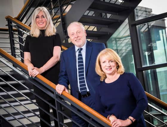 L to R: Mairi MacIver, Kevin Meaney and Hilary Dyson of Anderson Anderson & Brown. Picture: Roddy Scott