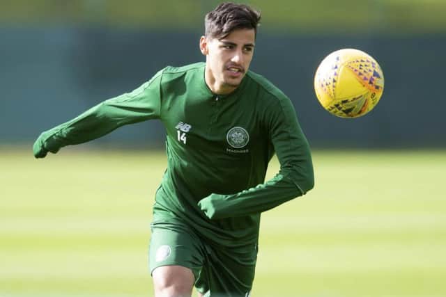 Daniel Arzani is put through his paces in training, but was left out of Celtic's Europa League squad. Picture: SNS Group
