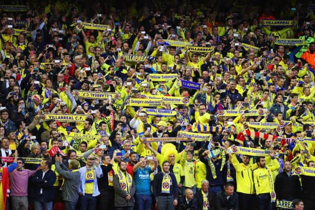 Villarreal fans attend a  European match against Liverpool. Picture: Getty Images
