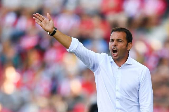 Head Coach Javier Calleja directs his players during a La Liga match with Girona. Picture: Getty Images